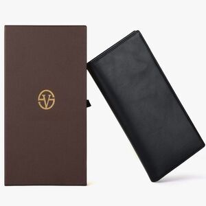 🩵NIB Black Soft Faux Leather RFID Blocking Long Bi-Fold Wallet
